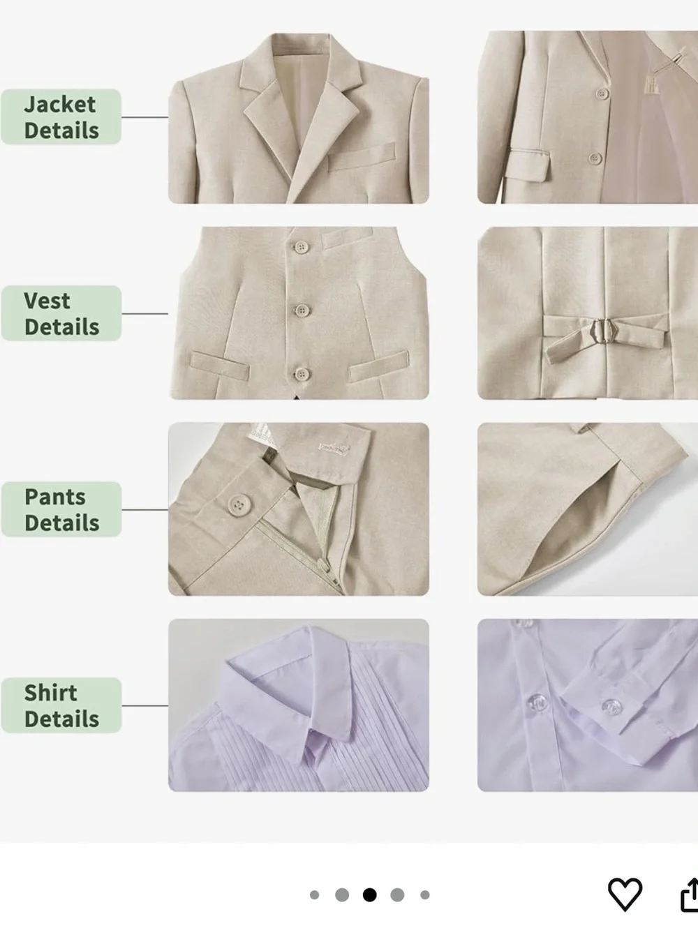 Amazon Boys 6-Piece Formal Matching Set in Beige